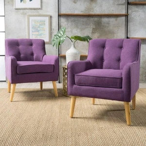 Felicity Purple Polyester Arm Chair (Set of 2) - Picture 1 of 10