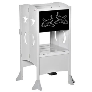 Kids Step Stool Toddler Kitchen Stool Childrens Blackboard Lockable Handrail - Picture 1 of 9