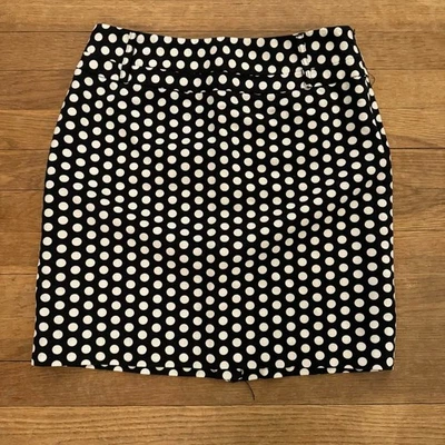 Rafaella Negro Blanco Polkadot Hasta la Rodilla Falda Lápiz Talla 10 Petite B7 Foto 1 de 4