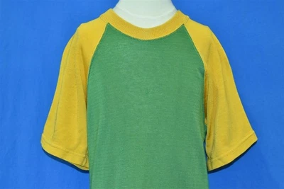Camiseta vintage años 60 VERDE AMARILLO ALGODÓN MEZCLA NYLON JERSEY JUVENTUD MEDIANA YM Foto 1 de 3