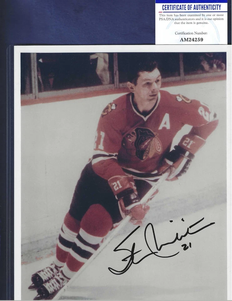 Foto autografiada por Stan Mikita de los Chicago Black Hawks de hockey de 8x10 certificado de autenticidad PSA Foto 1 de 1