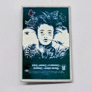 Vintage 1987-1988 USSR Soviet Give Peace A Chance Pinback Pin Iridescent Blue - Picture 1 of 3