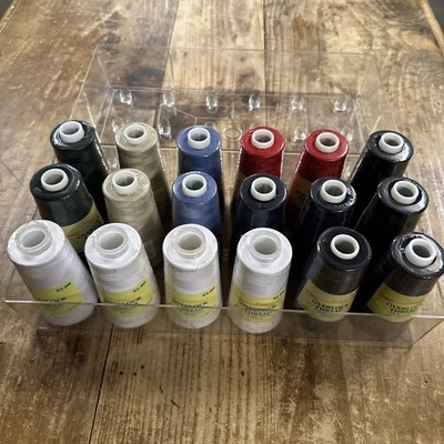 18 Spools Polyester Serger Overlock Thread Cones with Case - All New Sealed - Image 1 of 4