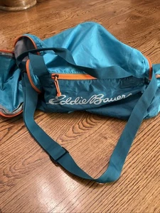 Eddie Bauer Rippac Stowaway Duffel Bag Blue 40L Pack Away Nylon Travel Bag - Picture 1 of 8