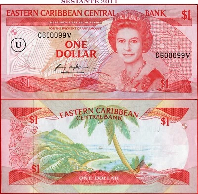 EAST CARIBBEAN STATES 1 DOLLAR 1985 ANGUILLA P 17u UNC free shipping from 100$ - Image 1 of 3