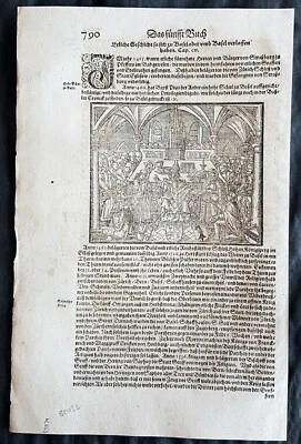 Impresión antigua de Munster 1628 Concilio de Basilea, Concilio Ecuménico Papa Martín V, 1455 Foto 1 de 2