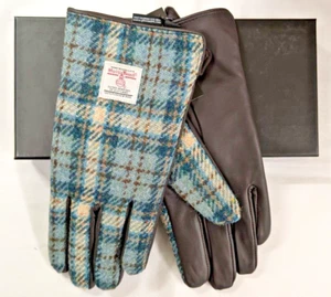 Glen Appin Authentic Harris Tweed Leather Gloves Ladies Large Gift Boxed - Picture 1 of 3