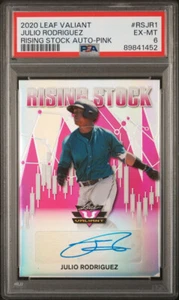 2020 LEAF VALIANT RISING STOCK RSJR1 JULIO RODRIGUEZ PINK AUTO # 4 /15 RC PSA 6 - Picture 1 of 2