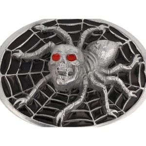 Spiderweb Iron Cross Spider Halloween Gothic Goth Web NOS Vintage Belt Buckle - Picture 1 of 5