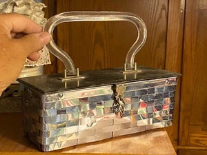 Vintage Dorset Rex Lucite & Woven Metal Handbag Purse 1950's Silver Tone - Picture 1 of 12