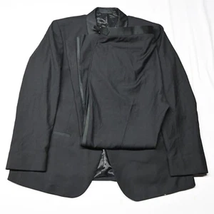 The Blk Tux 50L 42x34 Black Tollegno 1900 Wool Shawl Jacket Pants Tuxedo Tux - Picture 1 of 12