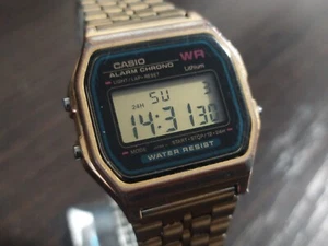 Wristwatch Vintage Casio A159WGEA-1VT Digital Unisex Stainless Steel Men’s - Picture 1 of 24