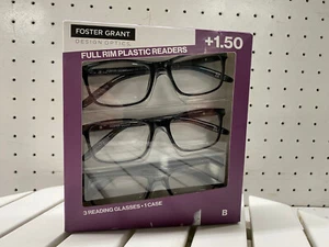 Design Optics By Foster Grant Confezione 3 Occhiali da Lettura Full Rim Plastica +1,50 - Foto 1 di 5