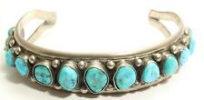 Vintage RAY ADAKAI Navajo Sterling Silver Turquoise Row Cuff Bracelet 35g 6.75