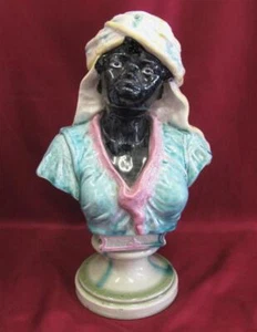 1900s ANTIQUE PORCELAIN BLACK WOMAN BUST FIGURE FIGURINE VERY RARE - Picture 1 of 12