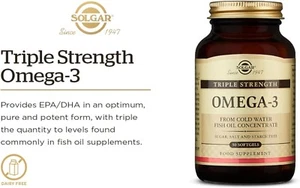 Solgar Omega-3 Triple Strength 50 Softgels Supports Brain & Eyes - Picture 1 of 6