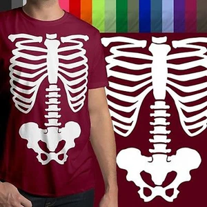 T-Shirt Rippenkäfig Beckenkörper Skelett Halloween Kostüm Herren/Unisex Grafik T-Shirt - Bild 1 von 23