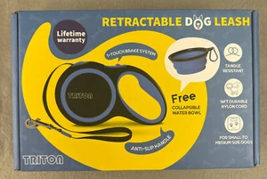 Triton Retractable Dog Leash 16ft Reinforced Nylon with Collapsible Water Bowl - Picture 1 of 3