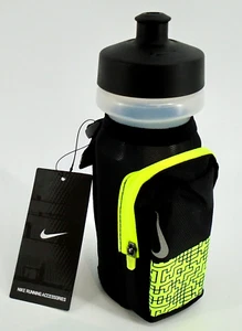Nike Water Bottle 22 oz Hand Held Water Bottle Hydration Black/Volt/Silver - Picture 1 of 8
