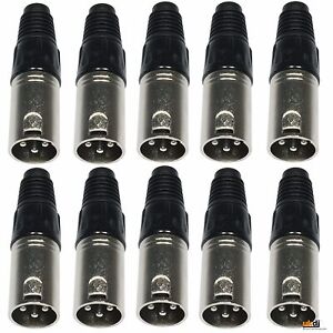 10 x Pro Cable Male Plug XLR 3 Pin With Solder Connection for Mic DMX Leads