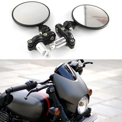 Motorcycle 7/8" Bar End RearView Side Mirrors For Harley Davidson Street Rod 750 Foto 1 de 4