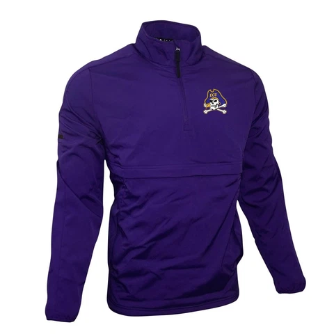 East Carolina Pirates NCAA Adidas Men's Purple Game Built 1/4 Zip  Woven Jacket Cover