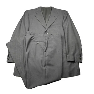 Corneliani Suit Gray Pinstripe Striped Wool Mohair Size 54 R 6 drop - Picture 1 of 19