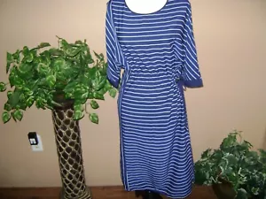 NWT WOMAN'S UNIQUE NAVY/WHT STRIPED DRESS by "CAARA" NORDSTROM SRP $75 size "M" - Picture 1 of 6