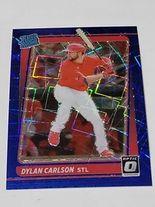 2021 DONRUSS OPTIC BASEBALL BLUE VELOCIT PRIZMRATED ROOKIE DYLAN CARLSON #02/99 - Bild 1 von 2