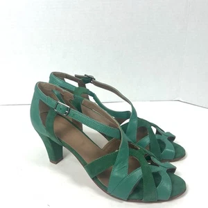 Toast Kelly Green Strappy Leather & Suede Sandals EU 39 US 8.5 Retro Coquette - Picture 1 of 11