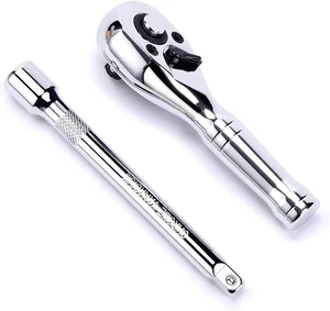 Llave de trinquete de accionamiento de 1/4 pulgada, accionamiento de 1/4 rechoncho de 72 dientes, plateada  - Imagen 1 de 7