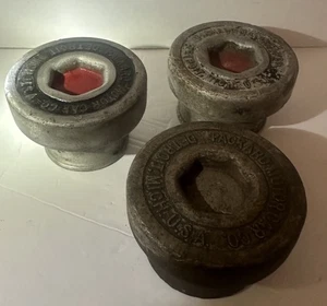 Antique 1920’s Packard Threaded Center hubcaps Set Of Three - Picture 1 of 3