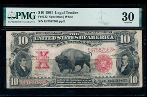 AC Fr 122 1901 $10 Legal Tender PMG 30 ... BISON !!! - Picture 1 of 2