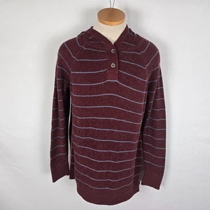 Prana Milani Striped Tunic Women's Medium Hoodie Sweater Maroon & Blue - Picture 1 of 19