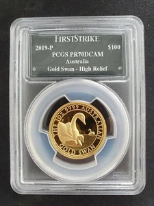 2019 Australian Swan 1oz Gold Proof High Relief Coin PR-70 PCGS (FS, Swan Label) - Picture 1 of 8