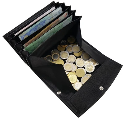 Büffelleder Kellner Börse Geldbeutel Portemonnaie Taxibörse Geldtasche Schwarz - Bild 1 von 4