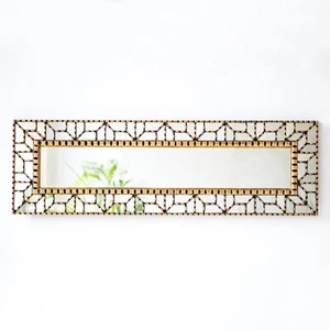 Peruvian Large skinny Gold Wall Mirror 39.9"tall for Home Wall Decor horizontal - Picture 1 of 11