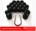 Black Wheel Bolt Nut Covers GEN2 21mm For Toyota Century [Mk2] 97-16