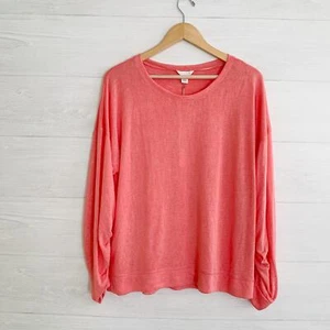 Nuevo con etiquetas Caslon Nordstrom - Top tejido manga plisada rosa coral, L - Imagen 1 de 6