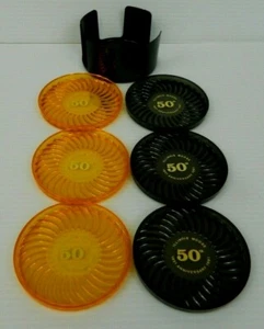 Illinois Elch Getränk Untersetzer Set 50th Anniversary Schwarz Gold mit Halter - Bild 1 von 4