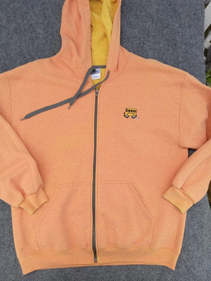 School Bus Hoodie Driver LARGE n BoNuS Heavy Blend Womens  Zip L Embroidered R50 - Image 1 of 4