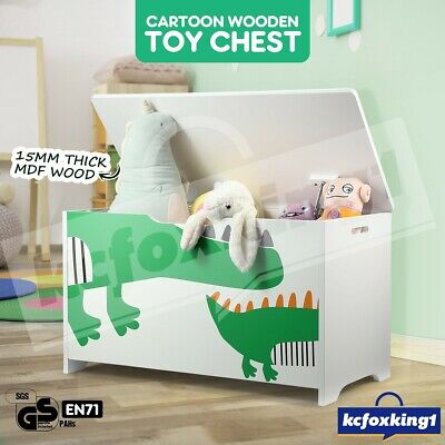 Cartoon Wooden Kids Toy Storage Box Children Organiser Chest Container Green • 65.90$