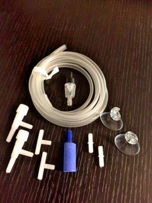 Aquarium Air Line tubing Kit,T-Valves+Control Valves+Conn Valves+Airstone+Cups+ - Image 1 of 4