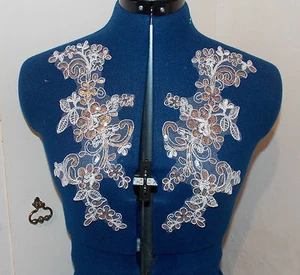 Elfenbein Pailletten Blume Braut Hochzeit Stickerei Patch Spitze Applikation Motiv Kostüm - Bild 1 von 2
