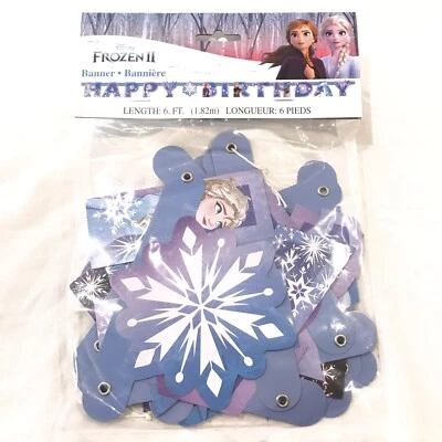 Frozen Happy день рождения вечеринки баннер Disney фиолетовый настенное украшение вися декор - Изображение 1 из 4