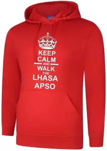 Keep Calm & Walk The Lhasa Apso Dog Mens Womens Hoody Hoodie Hooded Sweatshirt - Picture 1 of 10