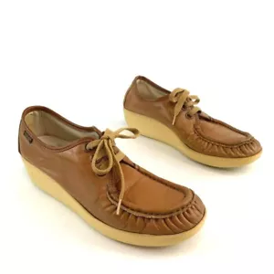 Sas Womens Comfort Shoes Tan Brown Handsewn Lace Up Moc Toe Low Shaft 8.5 S - Picture 1 of 11