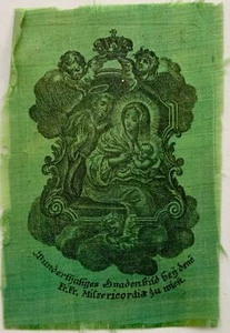 1760 Holy Card - copper engraving on SILK “Gnadenbild” Vienna Austria - Picture 1 of 2