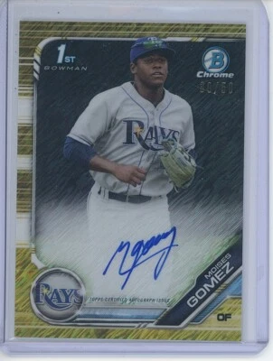 2019 Bowman Chrome Moises Gomez RC AUTO GOLD WAVE REF 30/50 Cardinals BEAST - Image 1 of 2