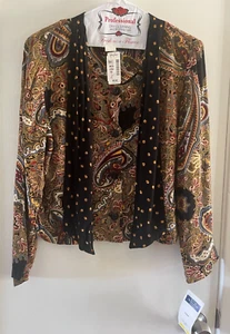 Vintage Norton McNaughton Petites  Womens Blouse Multicolor Paisley Size 6 NWT - Picture 1 of 5